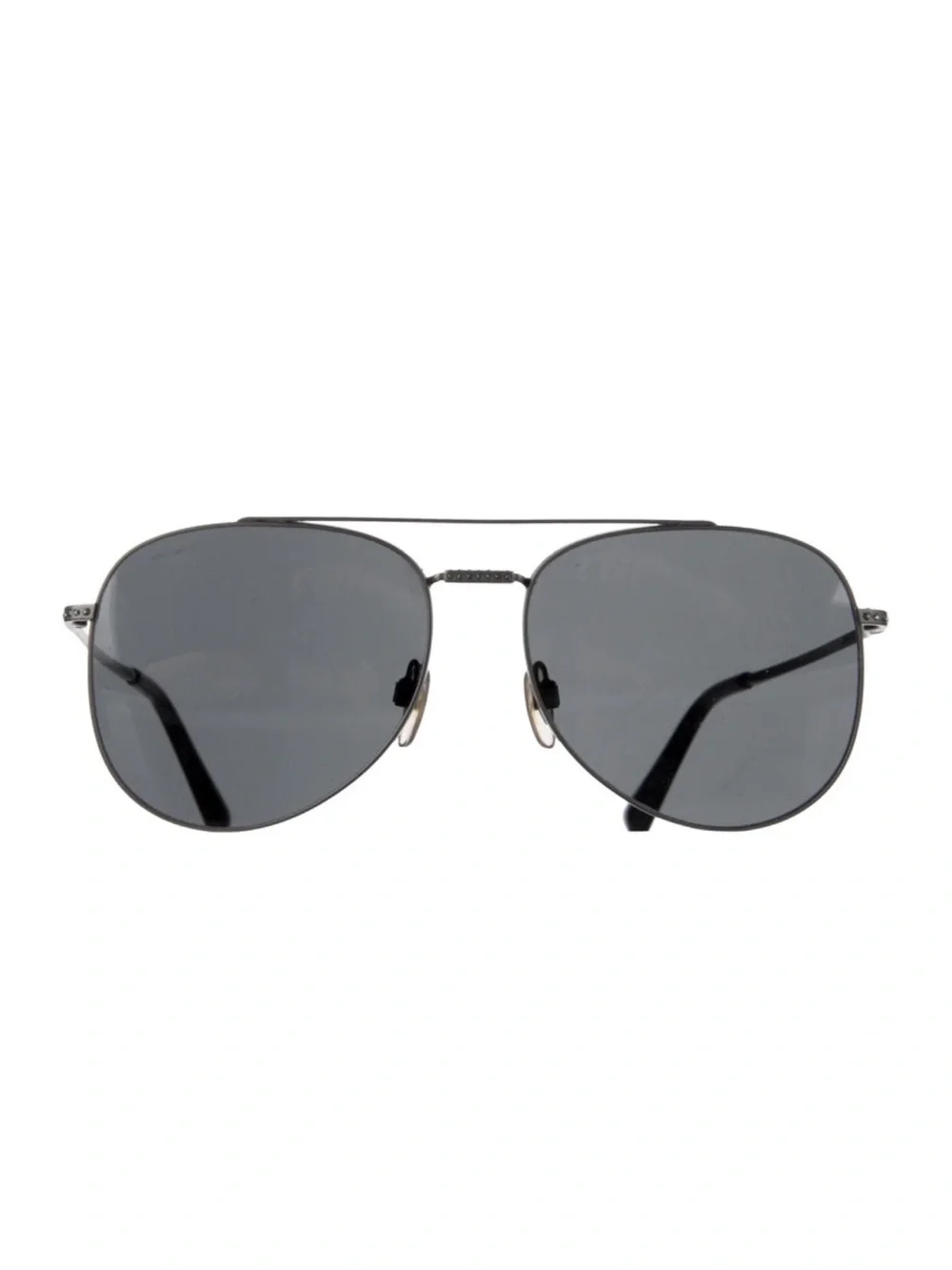 Valentino Silver Aviator Sunglasses with Dark Gray Lenses